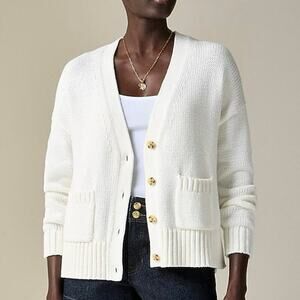 J.Crew Heritage Cotton Relaxed Cardigan Ivory Size XS NWT